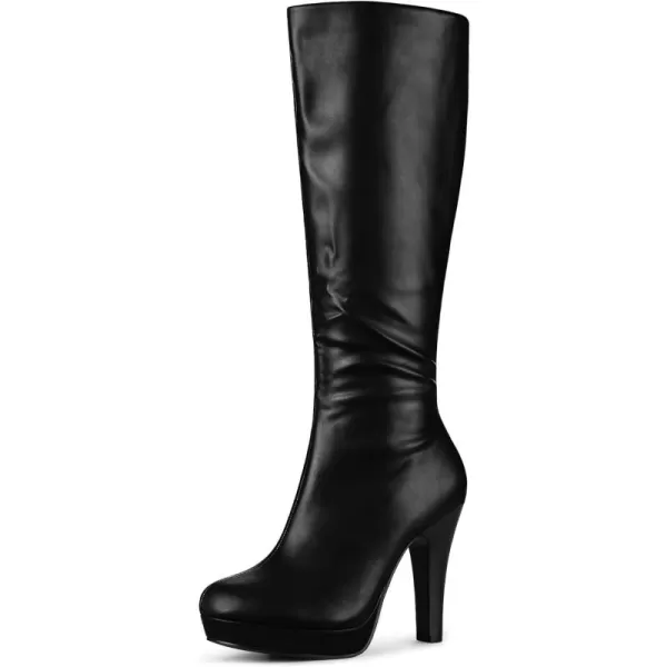 Allegra K Women's Chunky Heel Round Toe Platform Knee High Boots