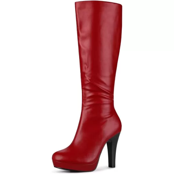 Allegra K Women's Chunky Heel Round Toe Platform Knee High Boots