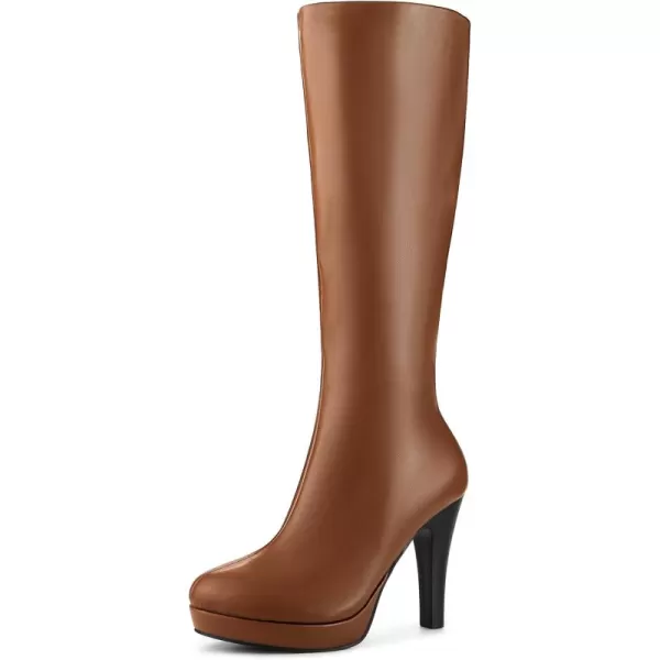 Allegra K Women's Chunky Heel Round Toe Platform Knee High Boots