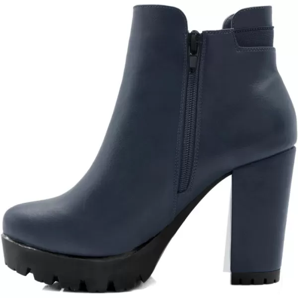 Allegra K Women's Chunky High Heel Platform Zipper Chelsea Boots