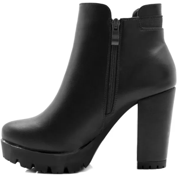 Allegra K Women's Chunky High Heel Platform Zipper Chelsea Boots