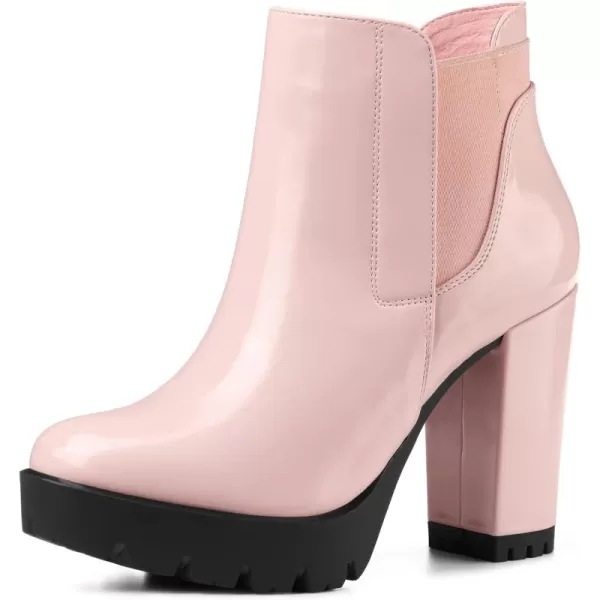 Allegra K Women's Chunky High Heel Platform Zipper Chelsea Boots