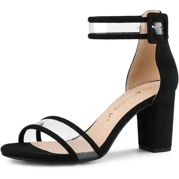 Allegra K Women's Clear Ankle Strap Chunky Heels Sandals