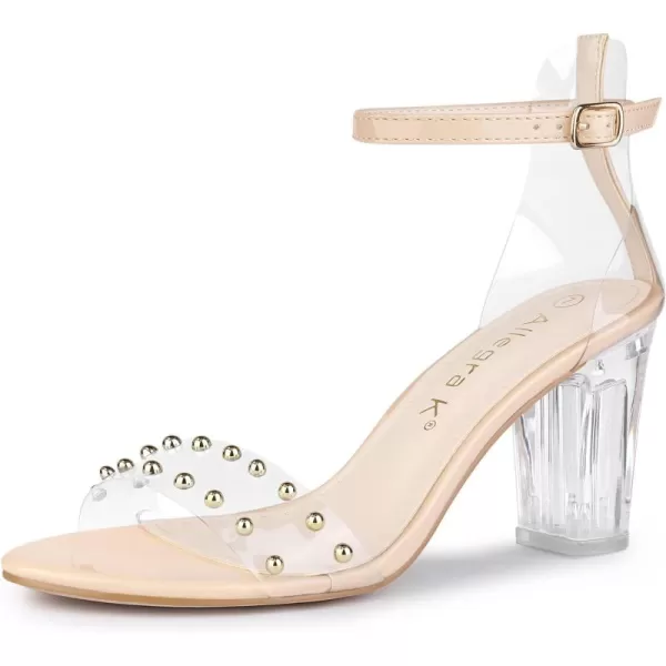 Allegra K Women's Clear Block Heel Ankle Strap Heeled Sandals