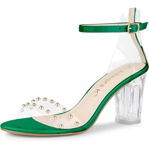 Allegra K Women's Clear Block Heel Ankle Strap Heeled Sandals