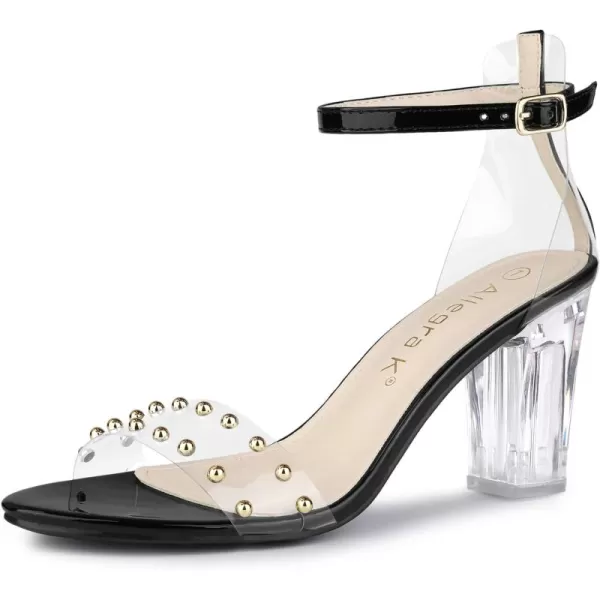 Allegra K Women's Clear Block Heel Ankle Strap Heeled Sandals