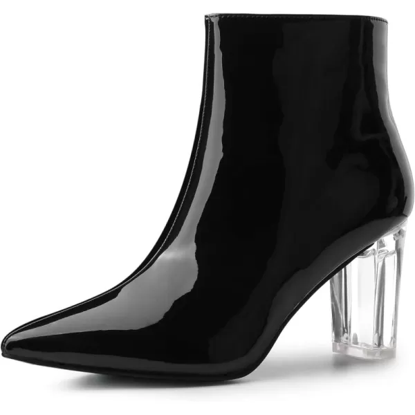 Allegra K Women's Clear Heel Pointed Toe Chunky Heels Ankle Boots