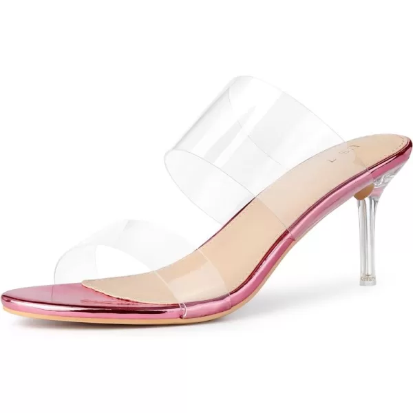 Allegra K Women's Clear Slide Stiletto Heel Clear Sandals