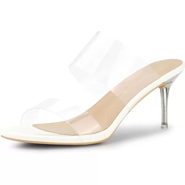 Allegra K Women's Clear Slide Stiletto Heel Clear Sandals