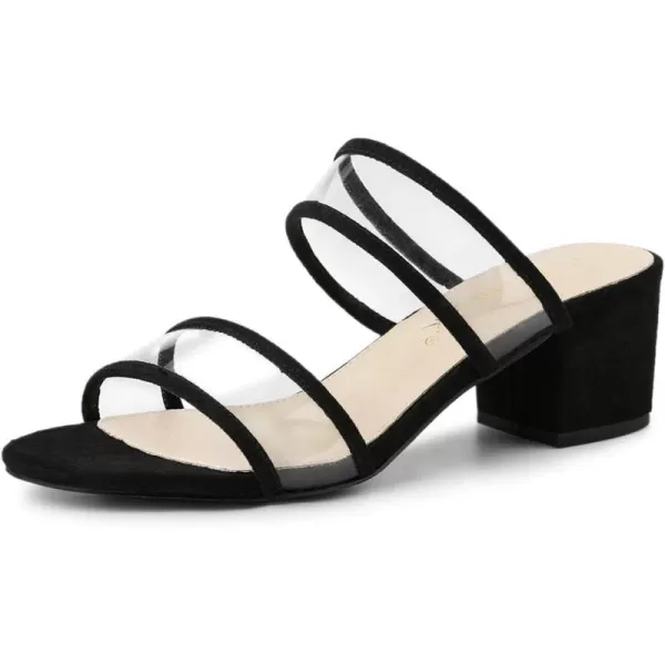 Allegra K Women's Clear Strap Block Heel Slide Sandals