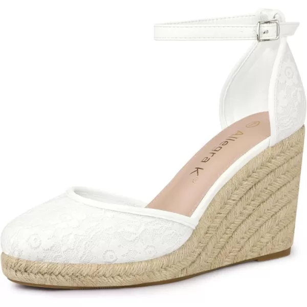 Allegra K Women's Closed Toe Espadrille Platform Heels Lace Wedge Sandals