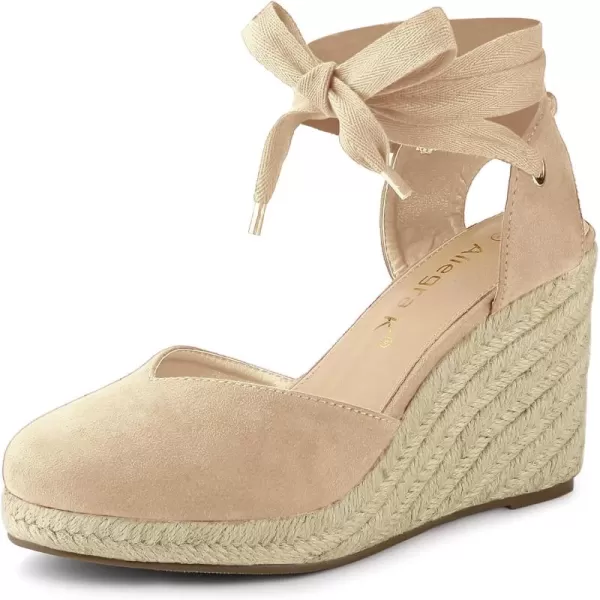 Allegra K Women's Closed Toe Espadrilles Wedges Tie Up Wedge Sandals