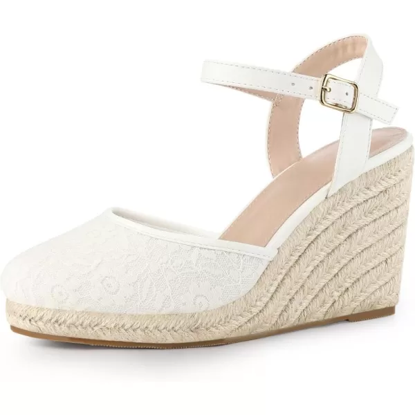 Allegra K Women's Closed Toe Platform Espadrilles Lace Wedge Heel Sandals