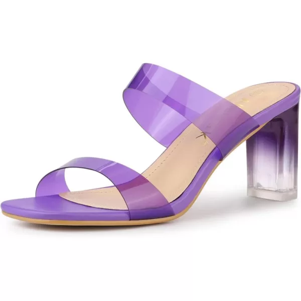 Allegra K Women's Colorful Straps Clear Heels Chunky Heel Clear Sandals