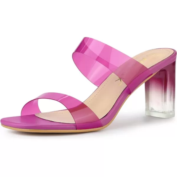 Allegra K Women's Colorful Straps Clear Heels Chunky Heel Clear Sandals