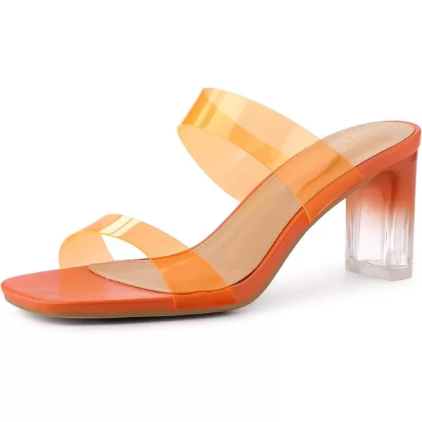 Allegra K Women's Colorful Straps Clear Heels Chunky Heel Clear Sandals