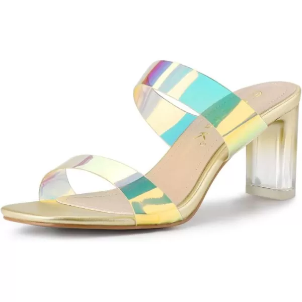 Allegra K Women's Colorful Straps Clear Heels Chunky Heel Clear Sandals