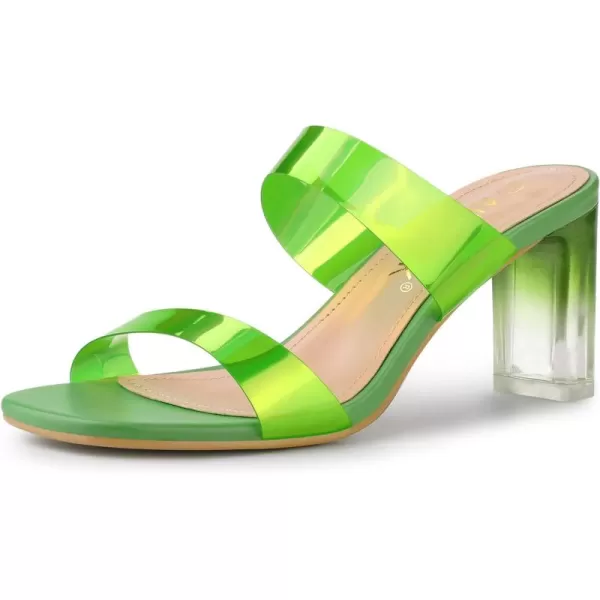 Allegra K Women's Colorful Straps Clear Heels Chunky Heel Clear Sandals