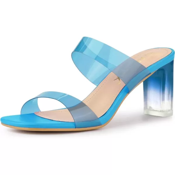 Allegra K Women's Colorful Straps Clear Heels Chunky Heel Clear Sandals