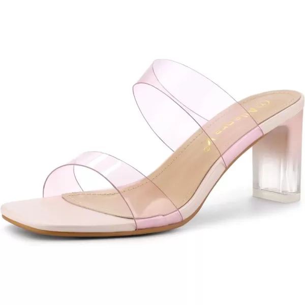 Allegra K Women's Colorful Straps Clear Heels Chunky Heel Clear Sandals