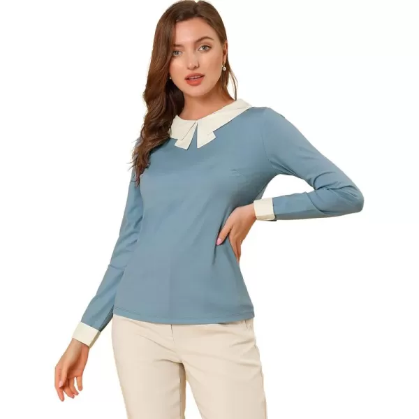 Allegra K Women's Elegant Collar Long Sleeves Work Office Blouse Top