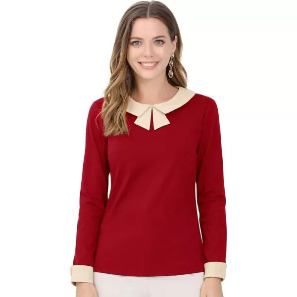 Allegra K Women's Elegant Collar Long Sleeves Work Office Blouse Top