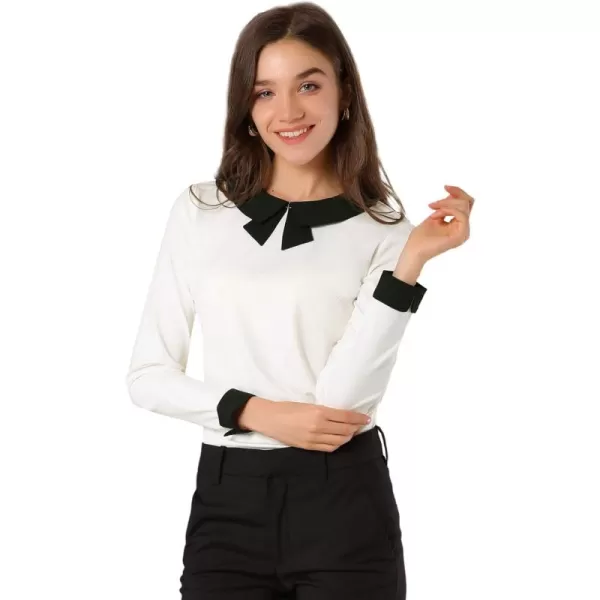 Allegra K Women's Elegant Collar Long Sleeves Work Office Blouse Top