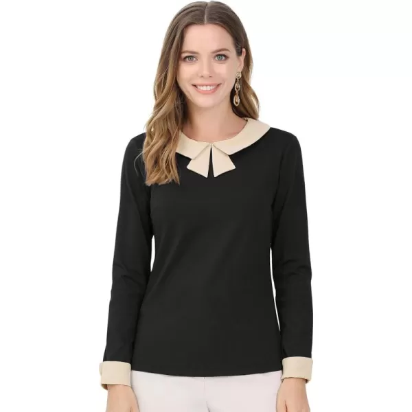 Allegra K Women's Elegant Collar Long Sleeves Work Office Blouse Top