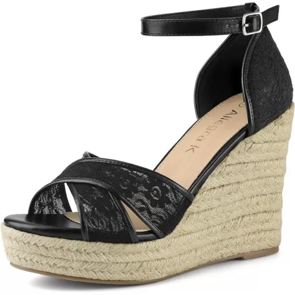 Allegra K Women's Espadrilles Lace Wedges Wedge Sandals