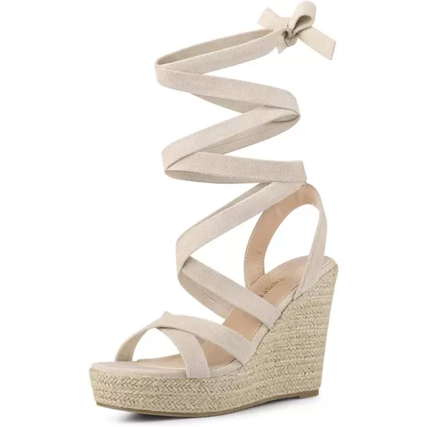 Allegra K Women's Espadrilles Platform Heels Lace Up Wedge Sandals