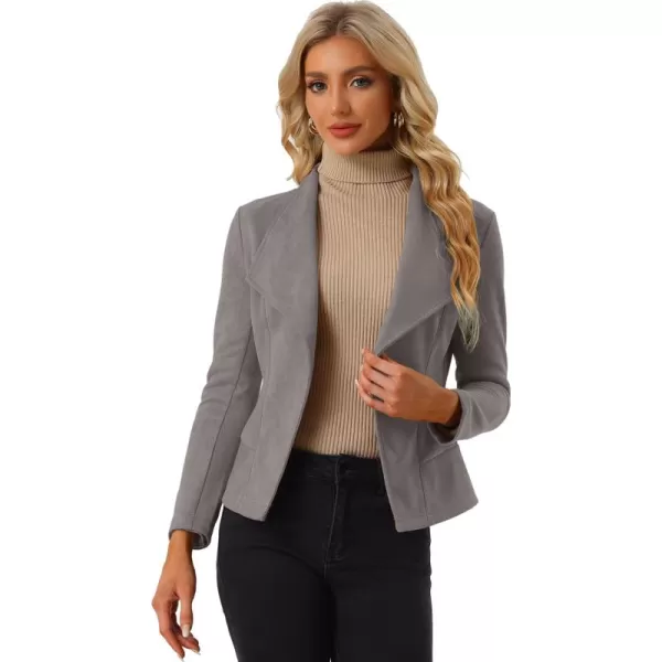 Allegra K Women's Faux Suede Jacket Open Front Lapel Draped Outwear Jacket Blazer