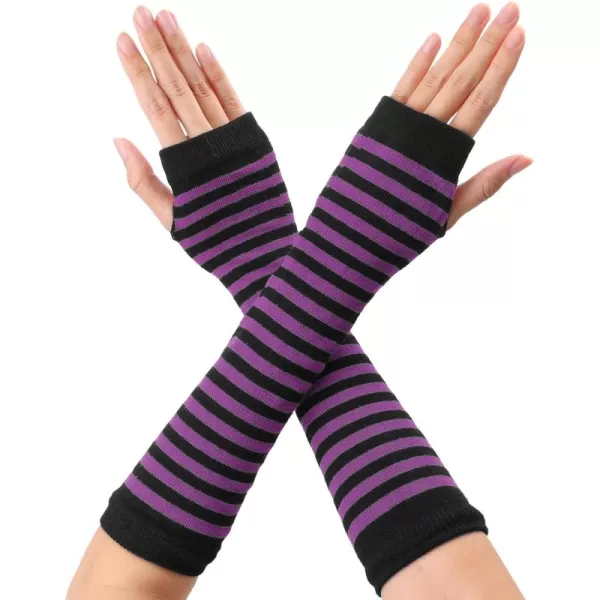 Allegra K Women's Fingerless Gloves Printed Elbow Length Knitted Arm Warmers