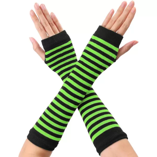 Allegra K Women's Fingerless Gloves Printed Elbow Length Knitted Arm Warmers