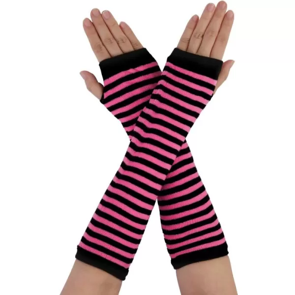 Allegra K Women's Fingerless Gloves Printed Elbow Length Knitted Arm Warmers