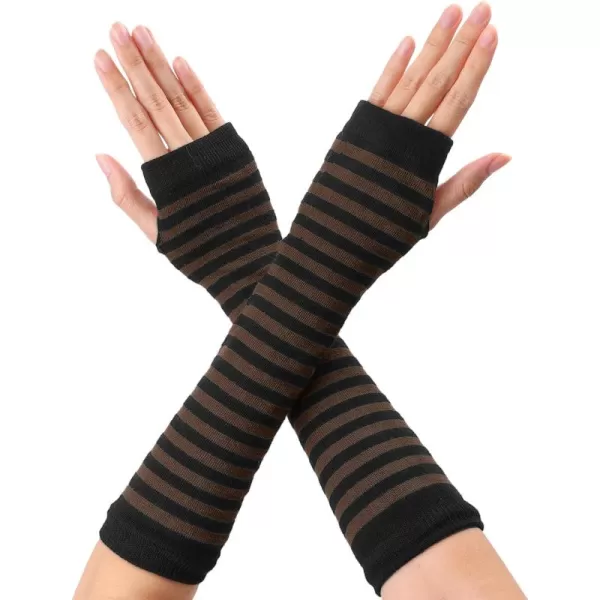 Allegra K Women's Fingerless Gloves Printed Elbow Length Knitted Arm Warmers