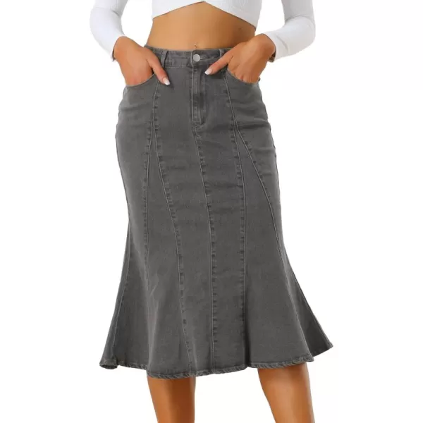 Allegra K Women's Fishtail Bodycon Skirt High Waist Long Denim Jean Skirt