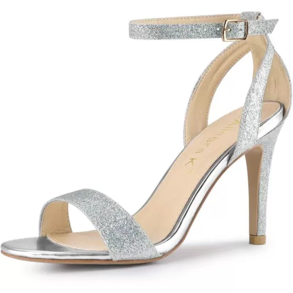 Allegra K Women's Glitter Ankle Strap Stiletto High Heel Sandals