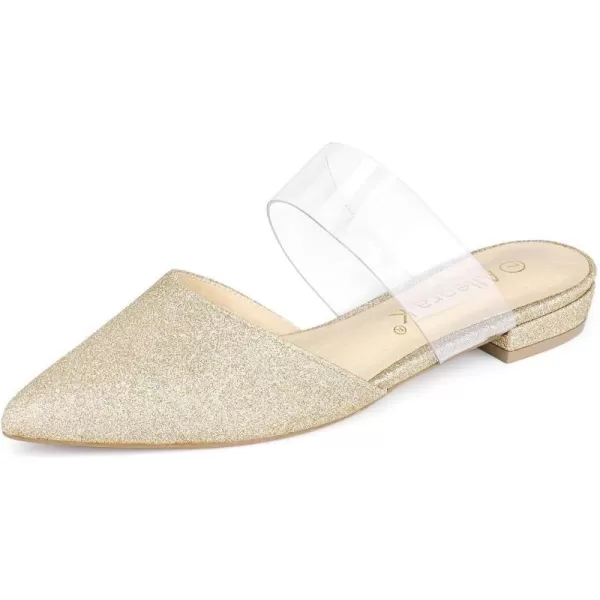 Allegra K Women's Glitter Clear Strap Flat Mules