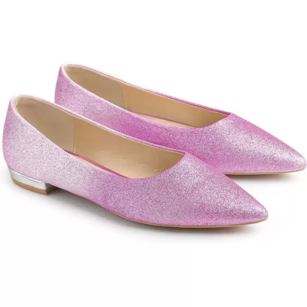 Allegra K Women's Glitter Pointed Toe Ballet Flats Shoes