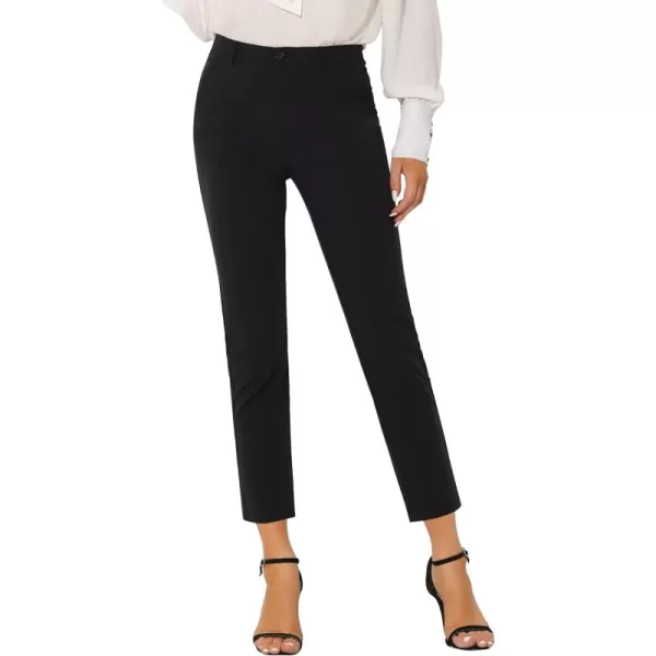 Allegra K Women's High Waist Elastic Back Office Work Ankle Pants