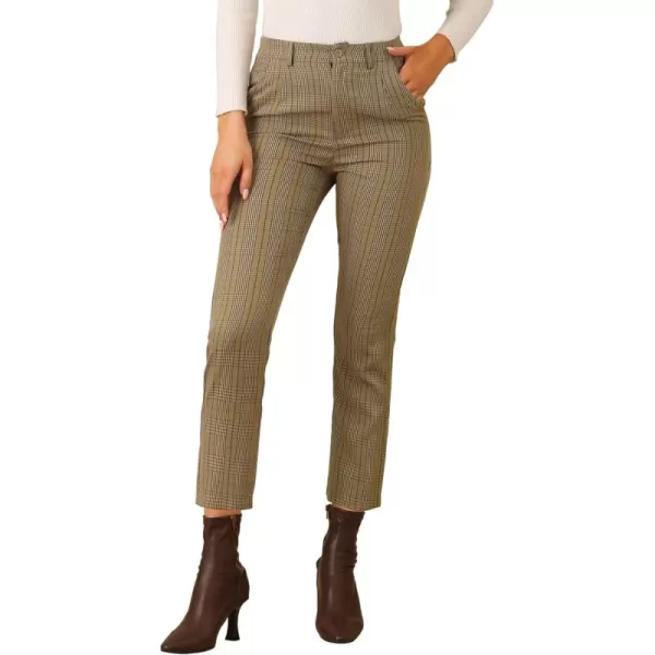 Allegra K Women's High Waist Elastic Back Office Work Ankle Pants