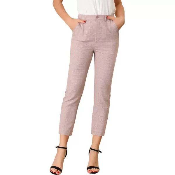 Allegra K Women's High Waist Elastic Back Office Work Ankle Pants