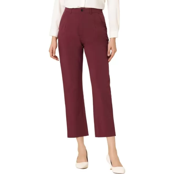 Allegra K Women's High Waist Elastic Back Office Work Ankle Pants