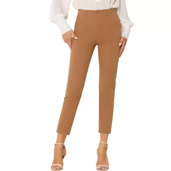 Allegra K Women's High Waist Elastic Back Office Work Ankle Pants