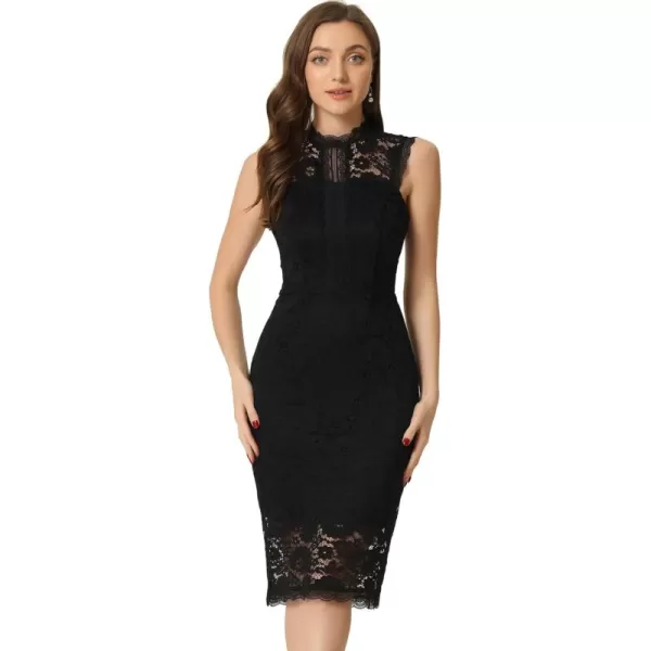 Allegra K Women's Lace Bodycon Dress Wedding Guest Elegant Sleeveless Cut Out Back Cocktail Party Sheath Dress