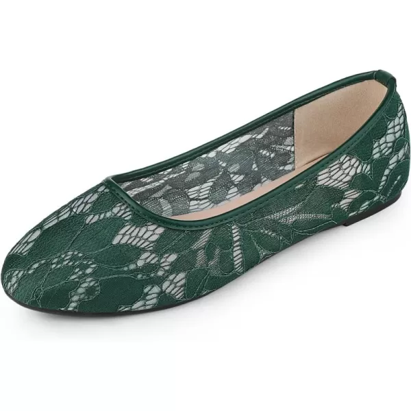 Allegra K Women's Lace Mesh Floral Round Toe Slip on Breathable Ballet Flats