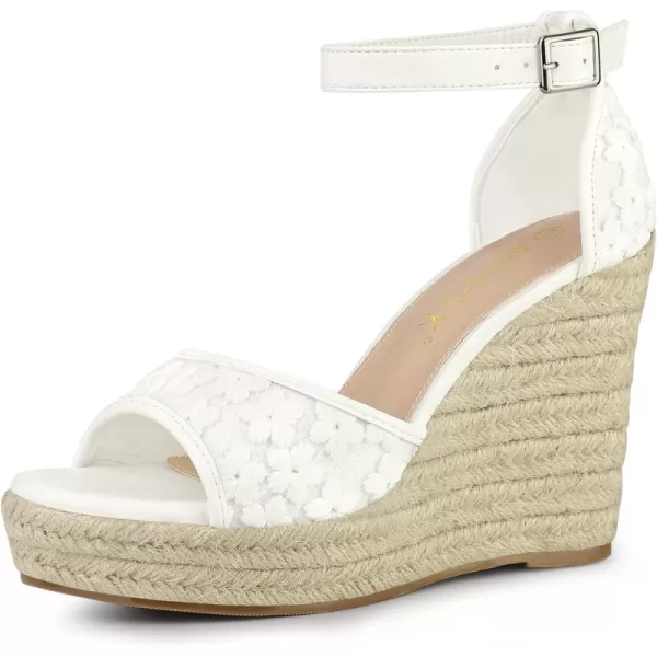 Allegra K Women's Lace Platform Espadrilles Wedge Heels Sandals