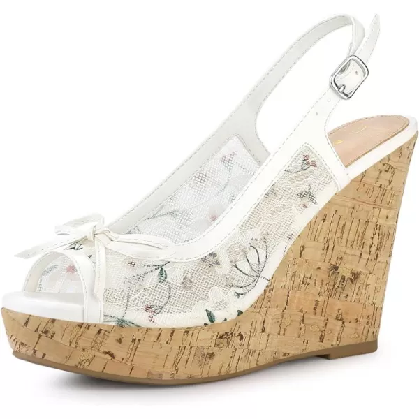 Allegra K Women's Lace Platform Wedges Wedge Heel Sandals