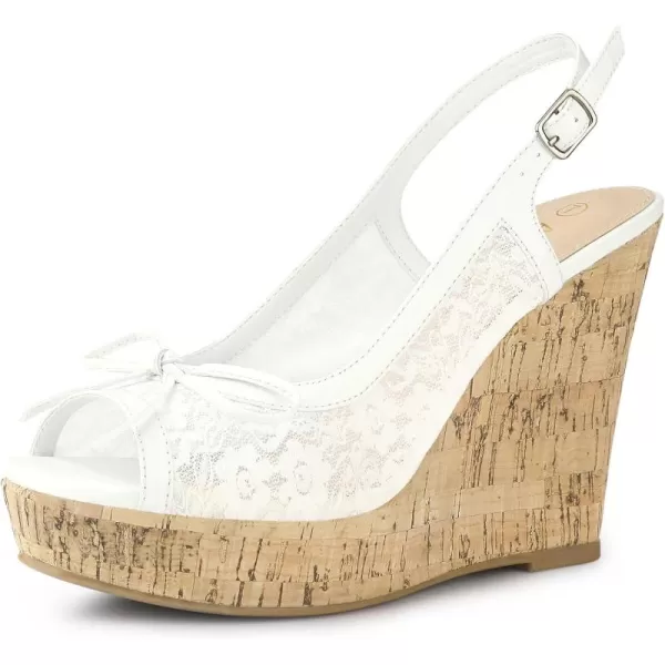 Allegra K Women's Lace Platform Wedges Wedge Heel Sandals