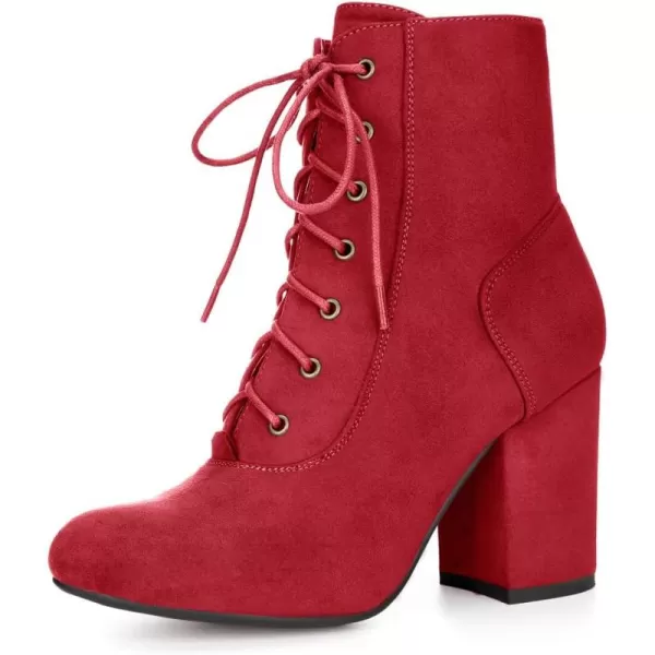 Allegra K Women's Lace Up Chunky Heel Ankle Booties